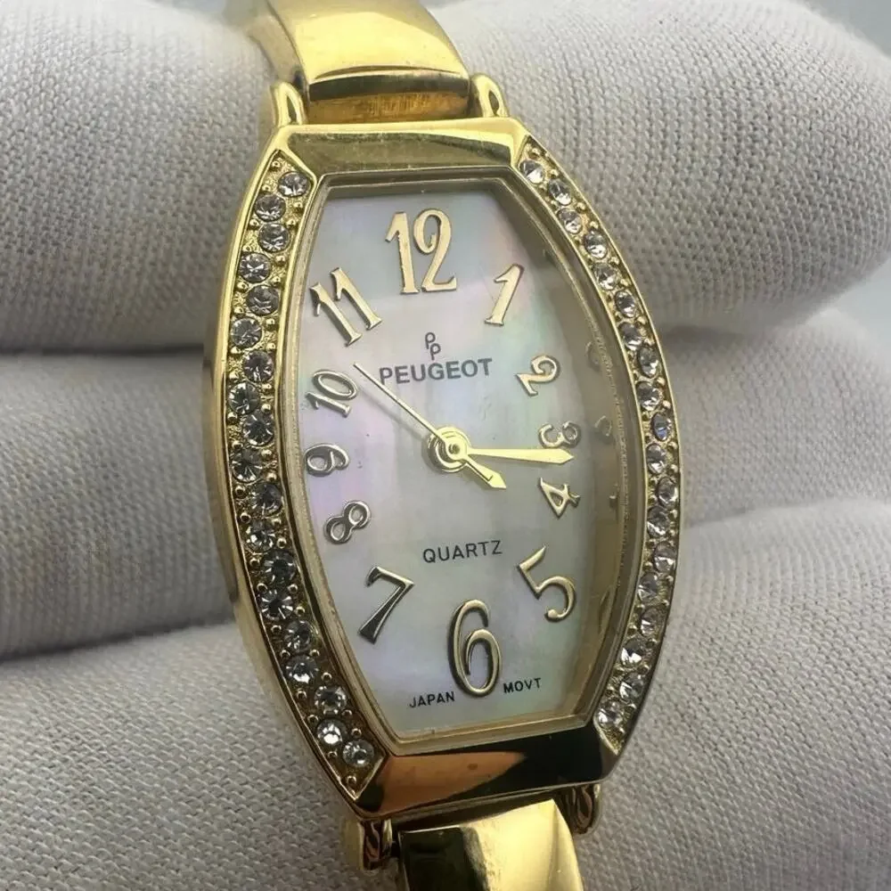 Peugeot Gold Tone Quartz Watch – Mother-of-Pearl Face